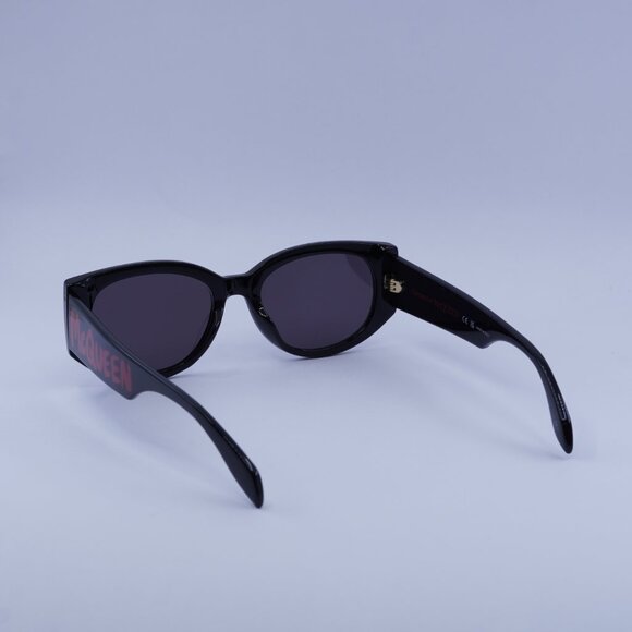 Alexander McQueen AM0330S 002 Sunglasses Black Oval Frame, Grey Lenses - Picture 6 of 10